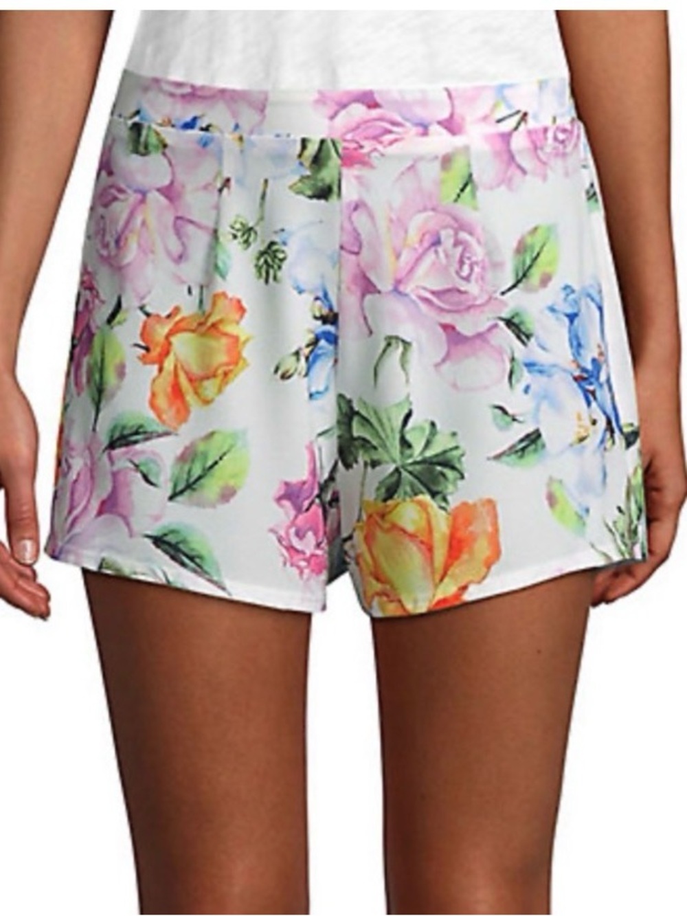 Show Me Your MuMu Floral Roses High Waist Shorts lightweight fabric Multicolor S